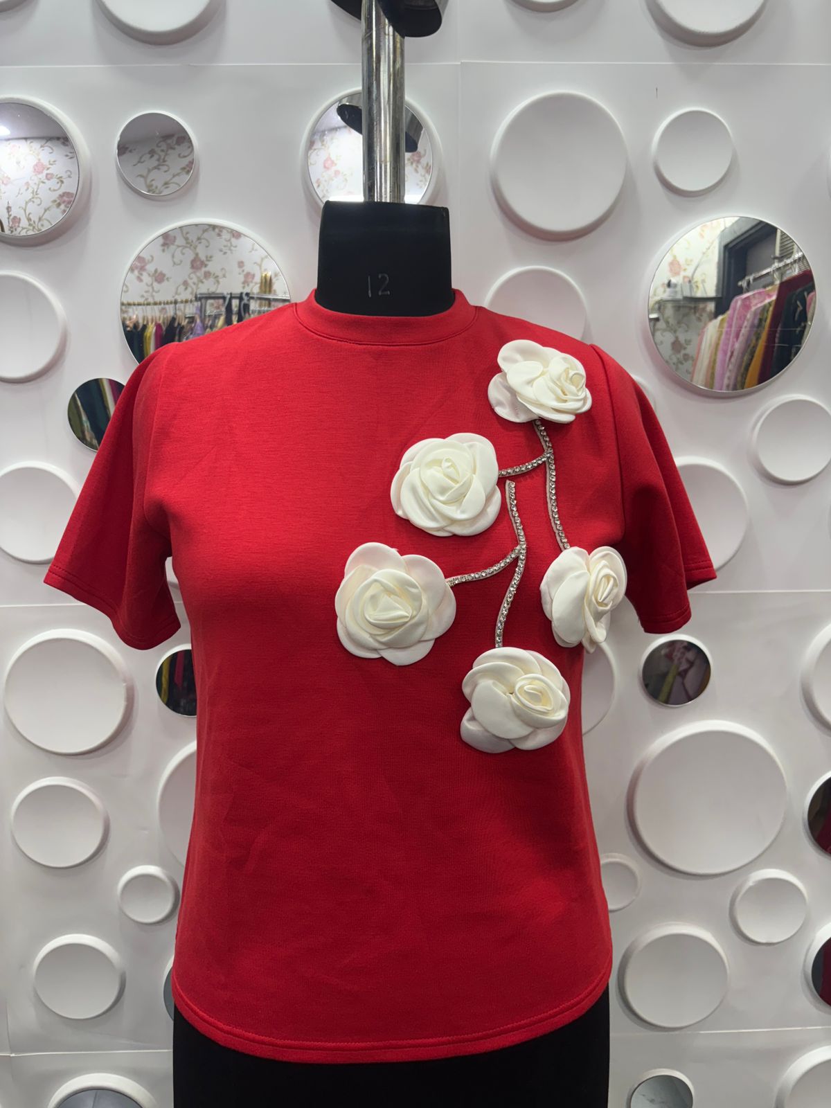 3D Floral Embellished Western Top