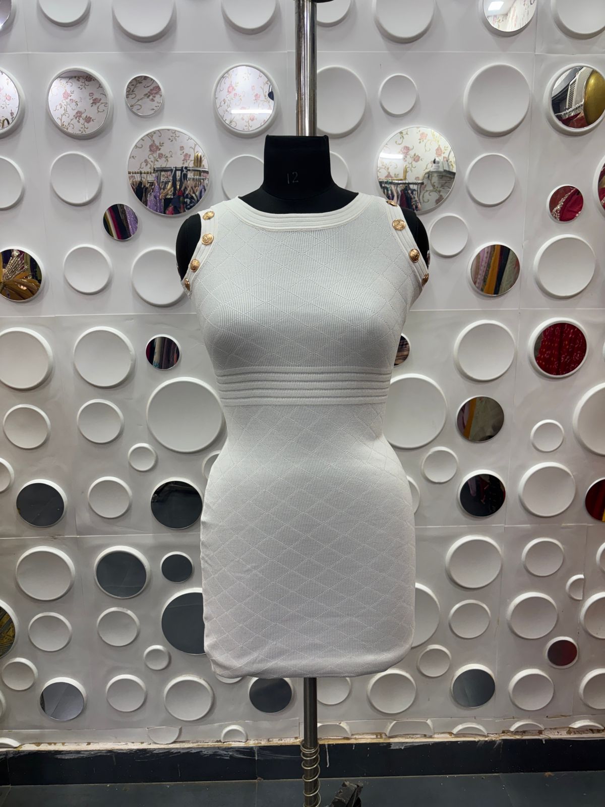 🤍 Elegant White Tunic Dress with Button Detailing