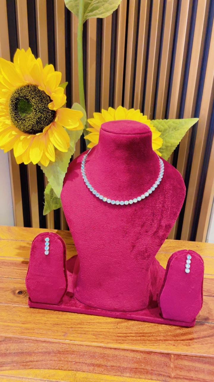 Classic Diamond-Style Necklace & Earrings Set