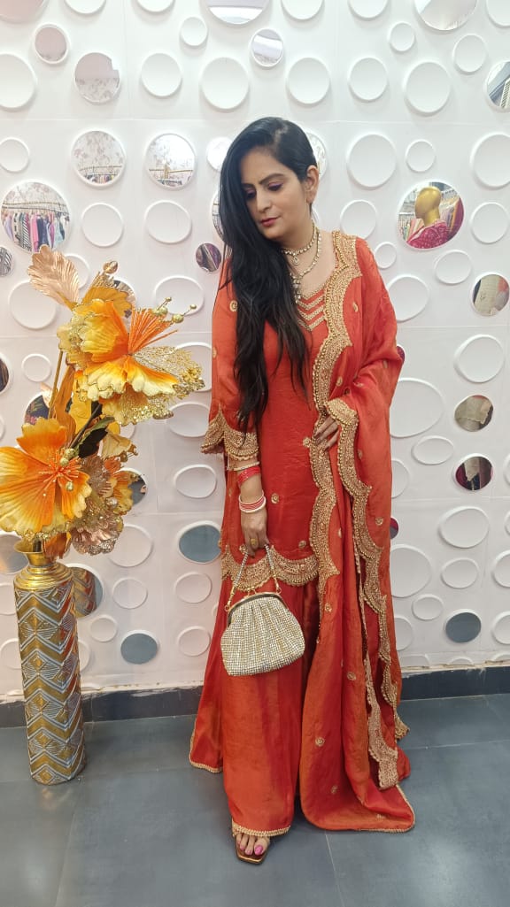 Shimmer Georgette Handwork Garara Set with Heavy Dupatta